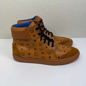Mens MCM High-Top Visetos Cognac E.U. Size 43 U.S. Size 10.5